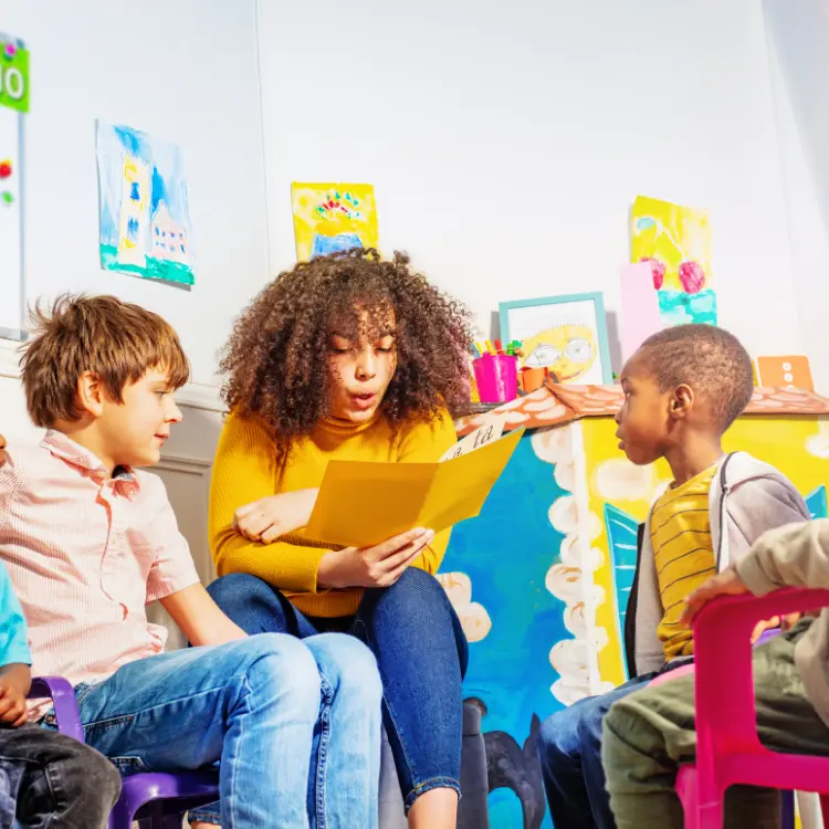 Early years practitioner with children